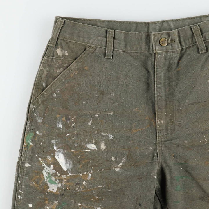 Carhartt ORIGINAL FIT Painted Duck Canvas Painter Shorts (Men's W34 equivalent) cotton Khaki type Vintage Second Hand