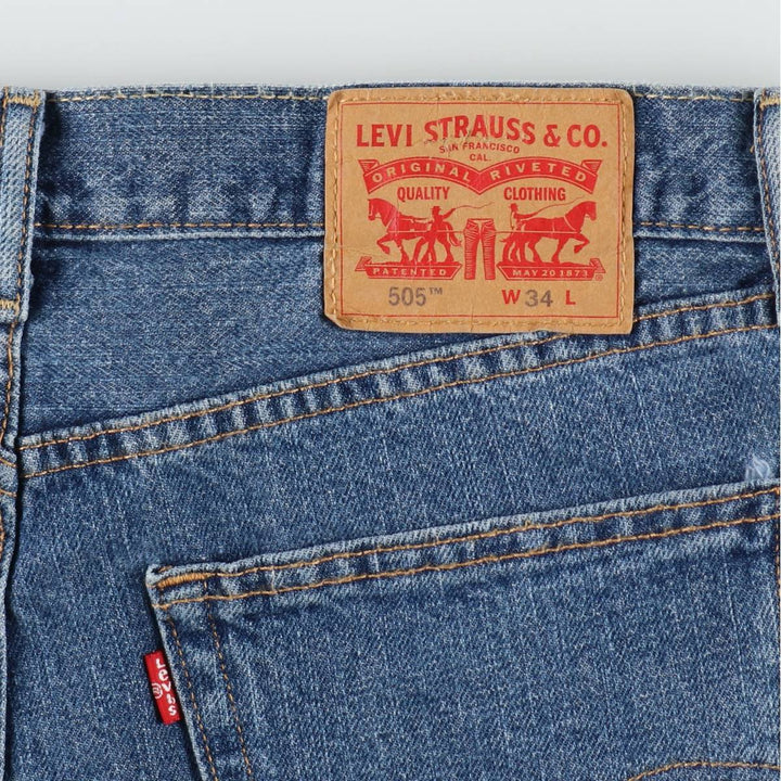 Levi's 505 denim shorts, men's size W34 (approx.) cotton blue type Vintage Second Hand