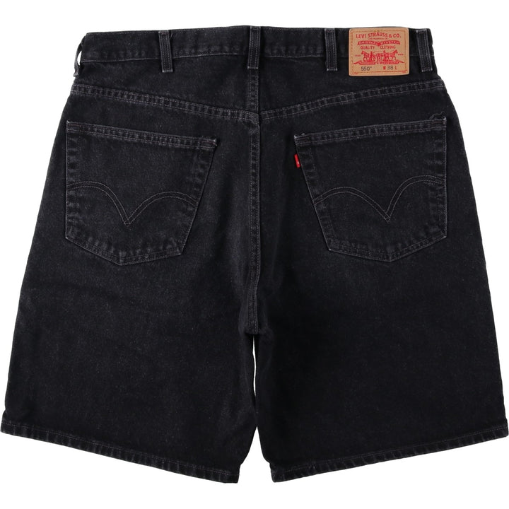 Levi's 550 Relaxed Fit Black Denim Shorts (Men's size W38 equivalent) cotton black type Vintage Second Hand