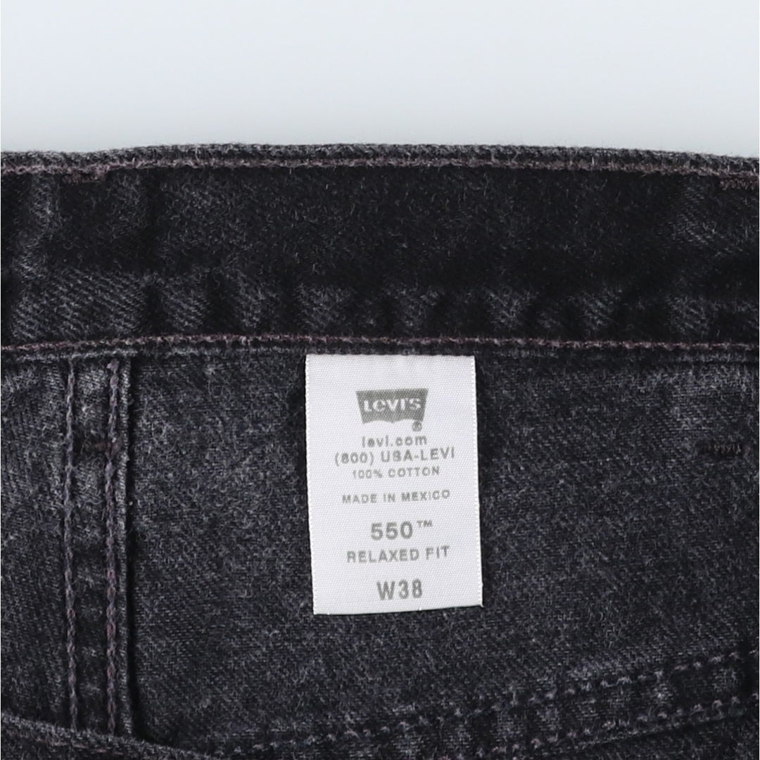 Levi's 550 Relaxed Fit Black Denim Shorts (Men's size W38 equivalent) cotton black type Vintage Second Hand