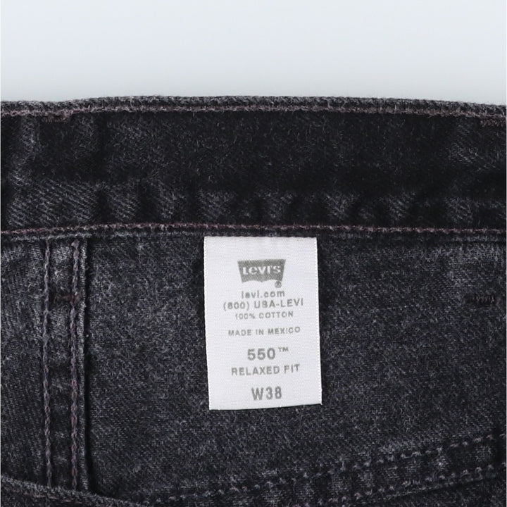 Levi's 550 Relaxed Fit Black Denim Shorts (Men's size W38 equivalent) cotton black type Vintage Second Hand