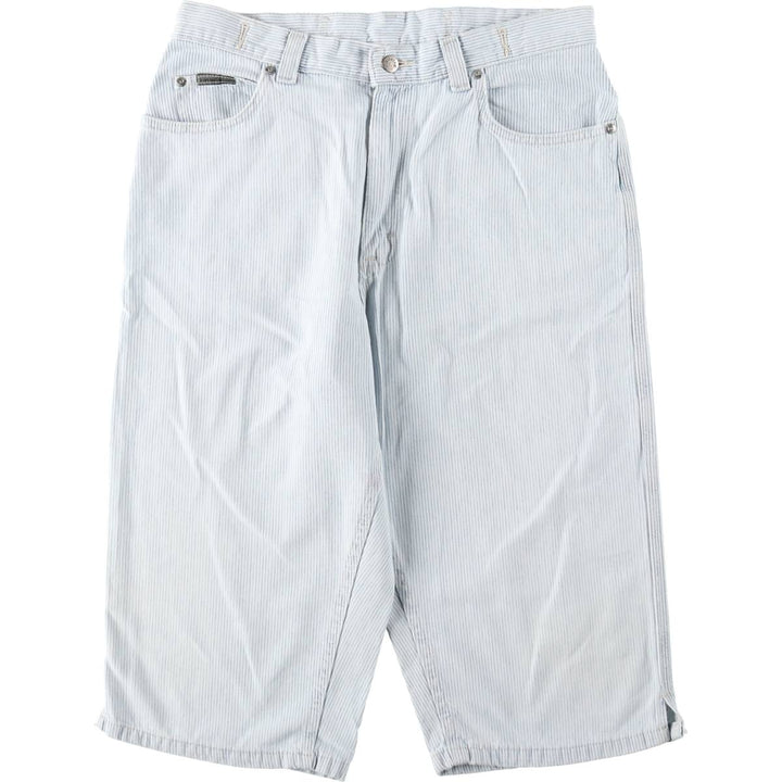Lee RIVETED Stripe Pattern Hickory Stripe Denim Shorts Half Pants Men's W33 (approx.) unclear Blue type light blue Vintage Second Hand