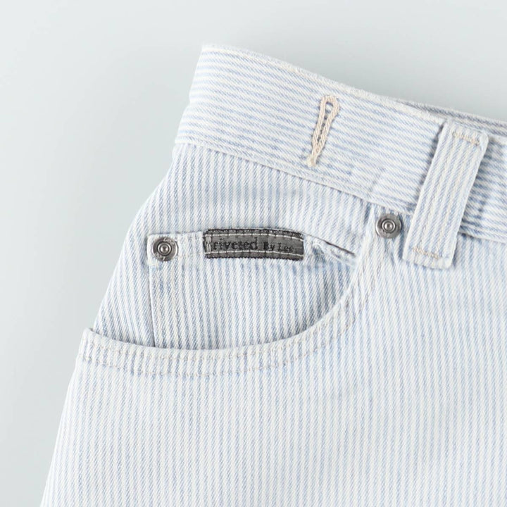 Lee RIVETED Stripe Pattern Hickory Stripe Denim Shorts Half Pants Men's W33 (approx.) unclear Blue type light blue Vintage Second Hand