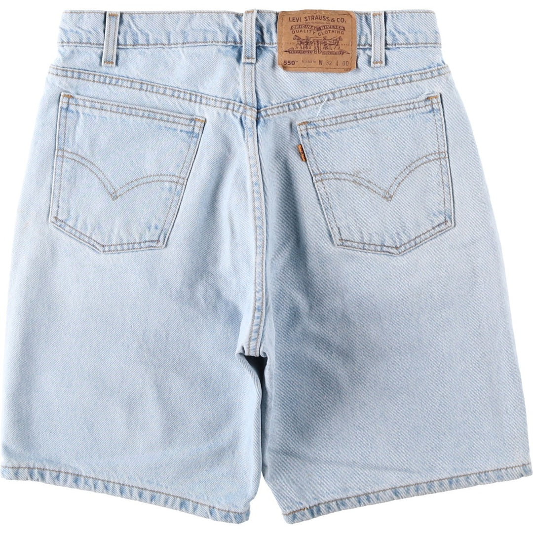 90'S Levi's 550 Relaxed Fit Orange Tab Denim Shorts, Men's Size W31 (approx.), Vintage cotton blue type Vintage Second Hand