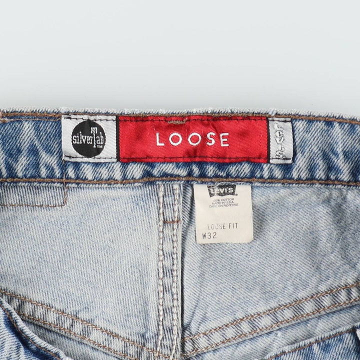 90'S Levi's Silver Tab Loose Fit Denim Shorts, Made in USA, Men's Size W31, Vintage cotton blue type Vintage Second Hand