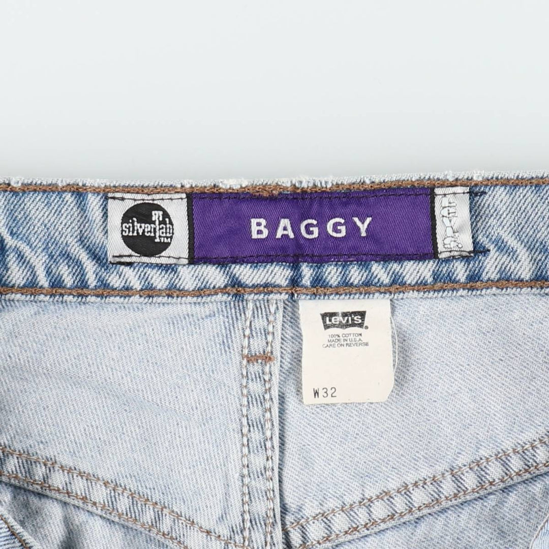 90'S Levi's Silver Tab Baggy Denim Shorts, Made in USA, Men's W33 (approx.), Vintage cotton blue type Vintage Second Hand