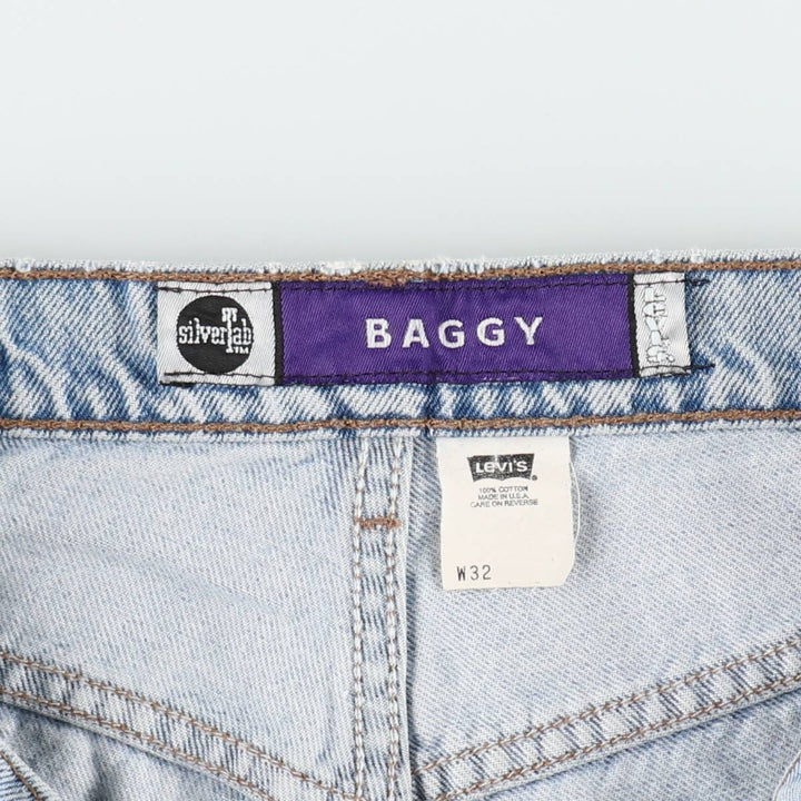 90'S Levi's Silver Tab Baggy Denim Shorts, Made in USA, Men's W33 (approx.), Vintage cotton blue type Vintage Second Hand