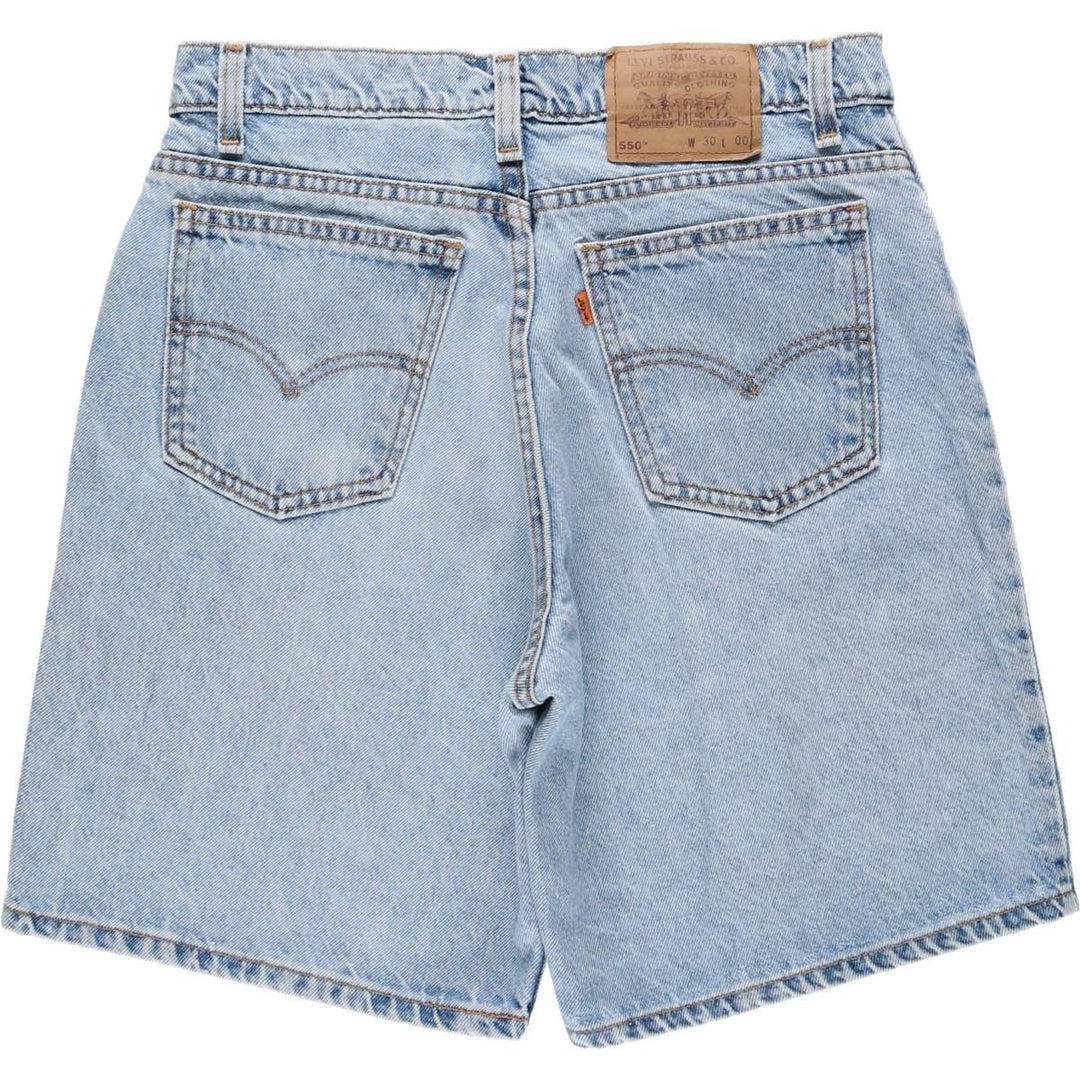 1990'S Levi's 34550-1714 Orange Tab Denim Shorts, Made in USA, Men's W30 (approx.), Vintage cotton blue type Vintage Second Hand