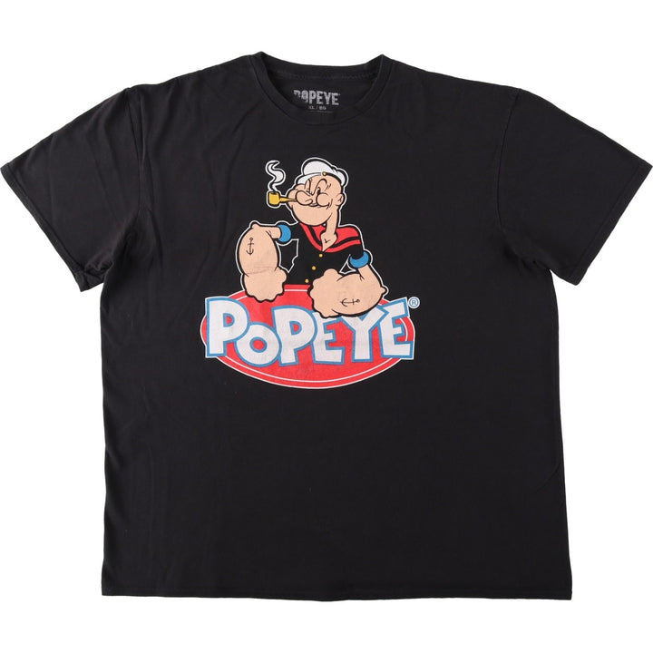 Popeye character print T-shirt, men's size XL (equivalent) unclear black type Vintage Second Hand