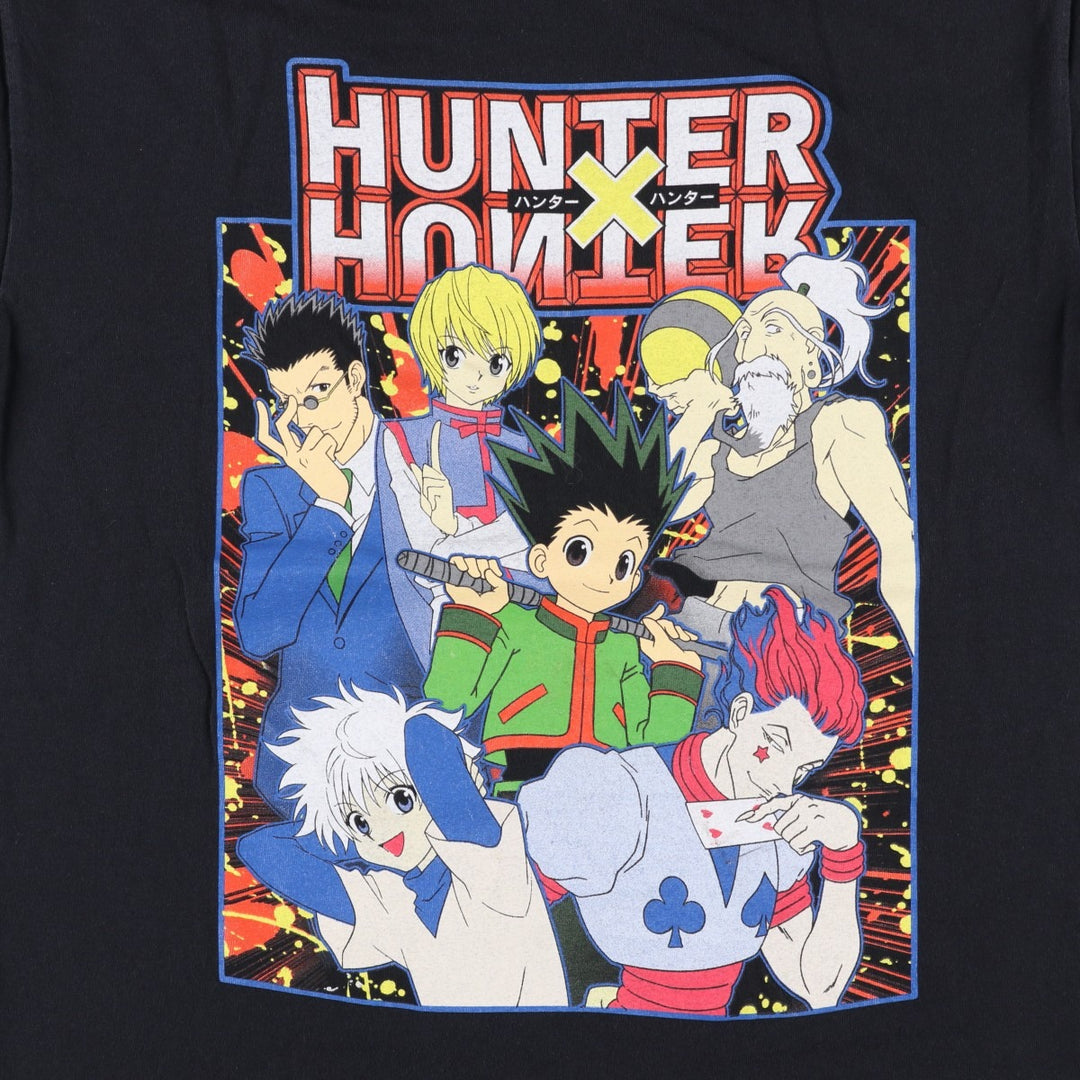 HUNTERxHUNTER Anime Character Print T-Shirt, Men's Size M cotton black type Vintage Second Hand