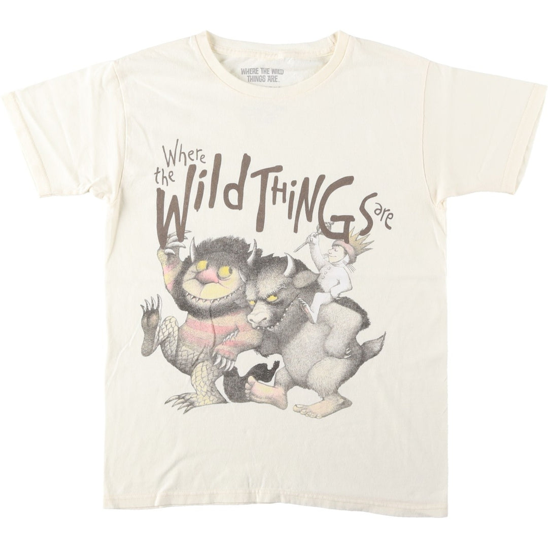 WHERE THE WILD THINGS ARE (Where the Wild Things Are) Character Print T-Shirt, Men's Size S (equivalent) cotton Beige type Vintage Second Hand