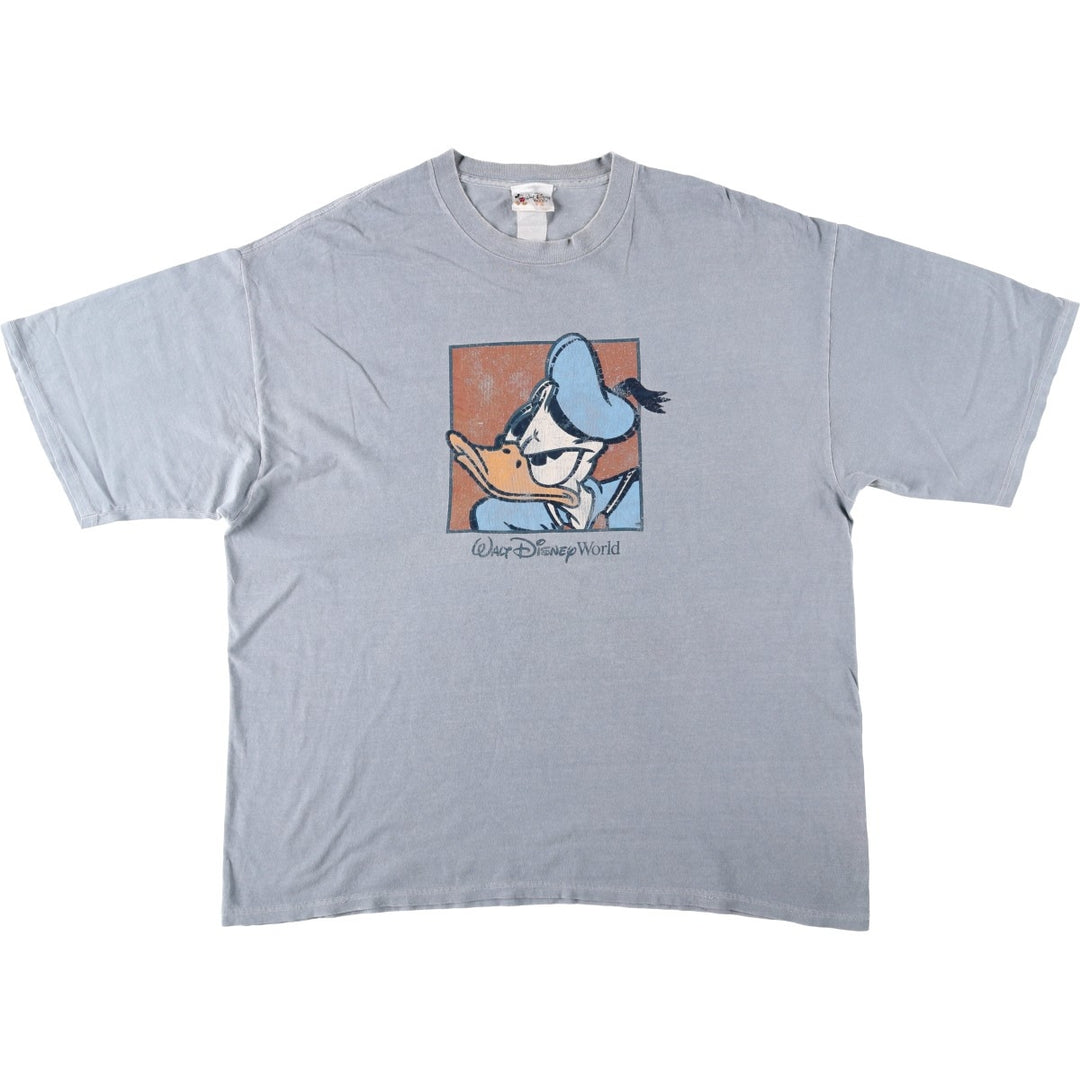 Walt Disney World Donald Duck Character Print T-Shirt (Men's XXL equivalent) unclear gray type Vintage Second Hand