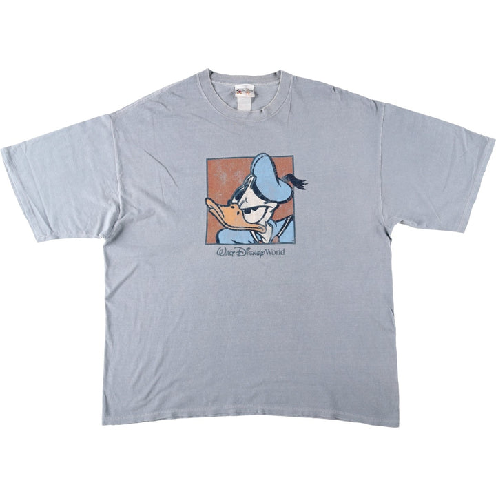 Walt Disney World Donald Duck Character Print T-Shirt (Men's XXL equivalent) unclear gray type Vintage Second Hand