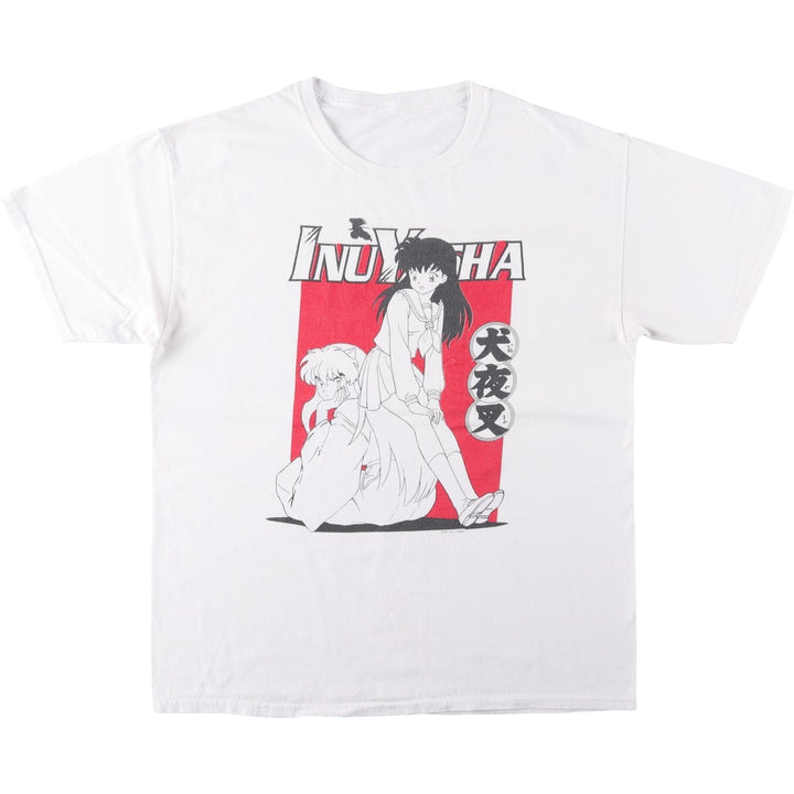 2000'S INUYASHA Anime Character Print T-Shirt, Men's Size M unclear white type Vintage Second Hand