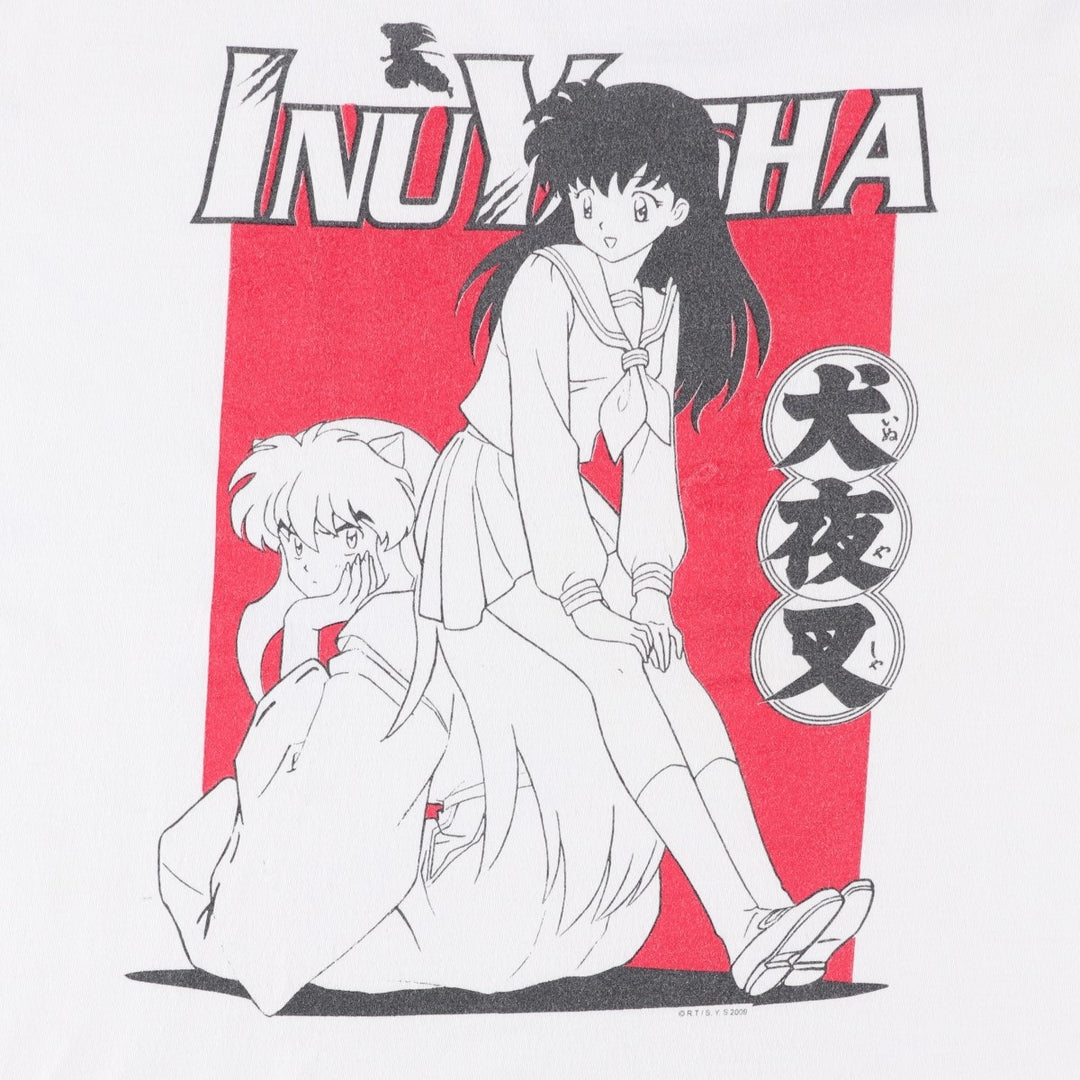 2000'S INUYASHA Anime Character Print T-Shirt, Men's Size M unclear white type Vintage Second Hand