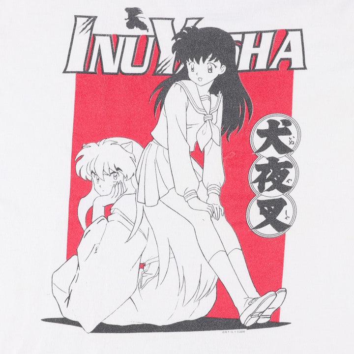 2000'S INUYASHA Anime Character Print T-Shirt, Men's Size M unclear white type Vintage Second Hand