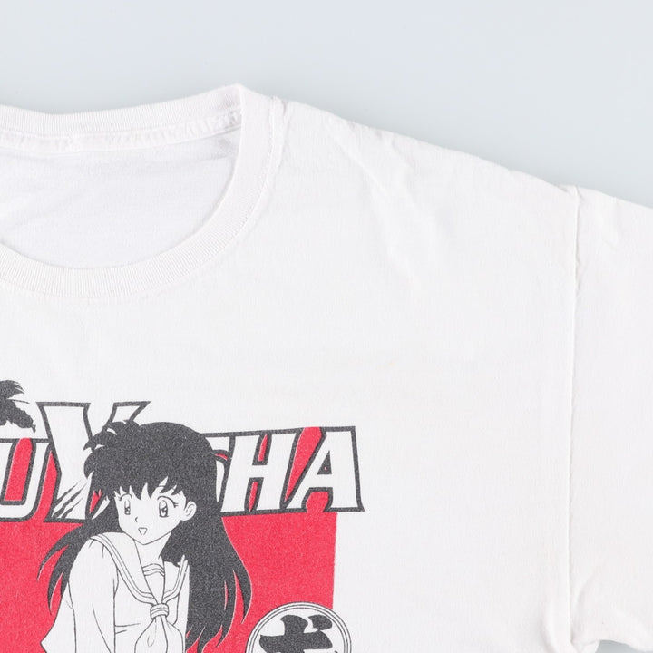 2000'S INUYASHA Anime Character Print T-Shirt, Men's Size M unclear white type Vintage Second Hand