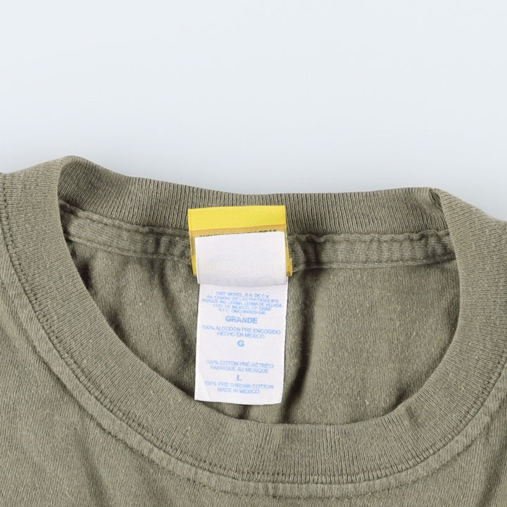M&O Knits SNOOPY Woodstock Character Print T-Shirt (Men's Size L) cotton Khaki type Vintage Second Hand