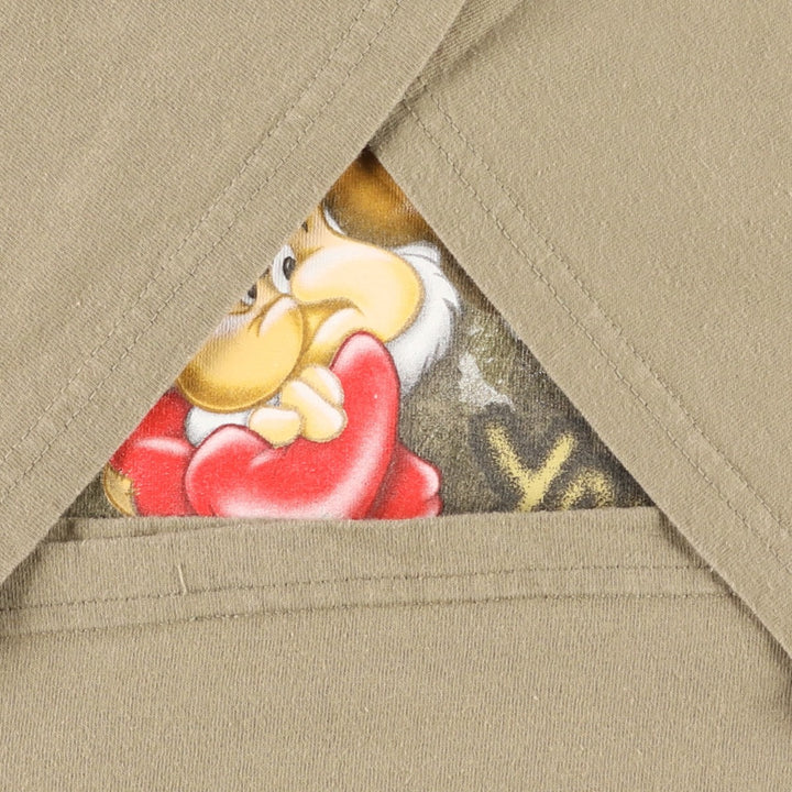 Disneyland Snow White and the Seven Dwarfs Grumpy Anime Character Print T-Shirt (Men's XL equivalent) cotton beige type brown Vintage Second Hand