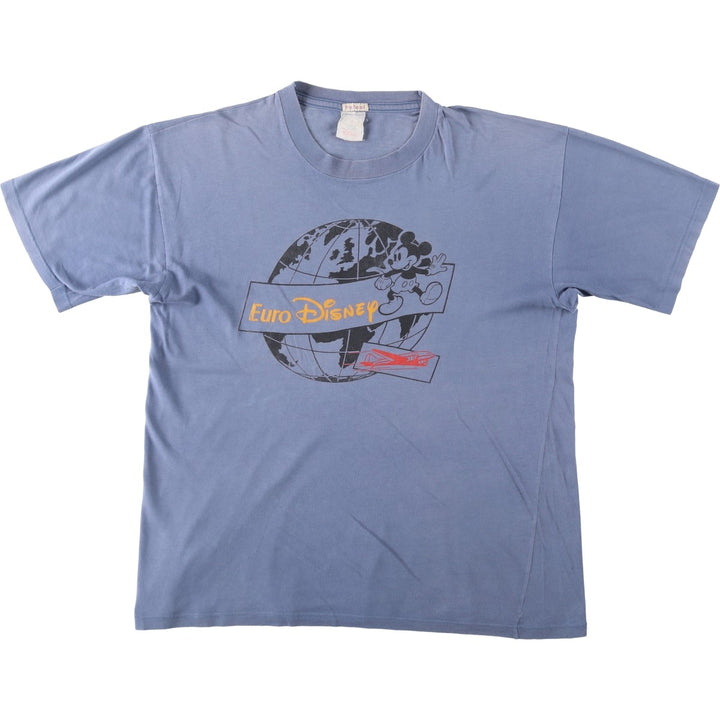 Disney MICKEY MOUSE character print T-shirt, men's size XL. cotton blue type Vintage Second Hand