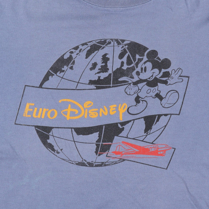 Disney MICKEY MOUSE character print T-shirt, men's size XL. cotton blue type Vintage Second Hand