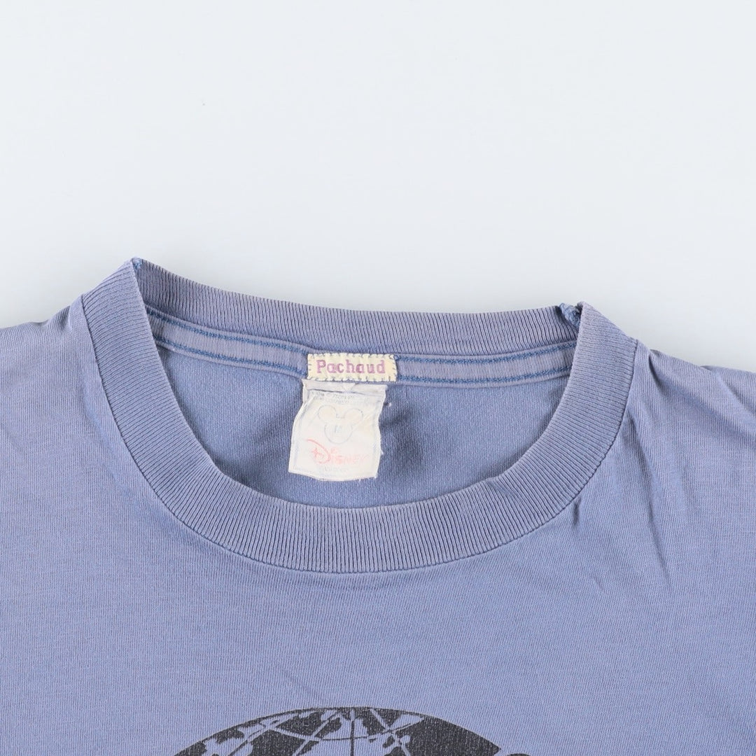 Disney MICKEY MOUSE character print T-shirt, men's size XL. cotton blue type Vintage Second Hand