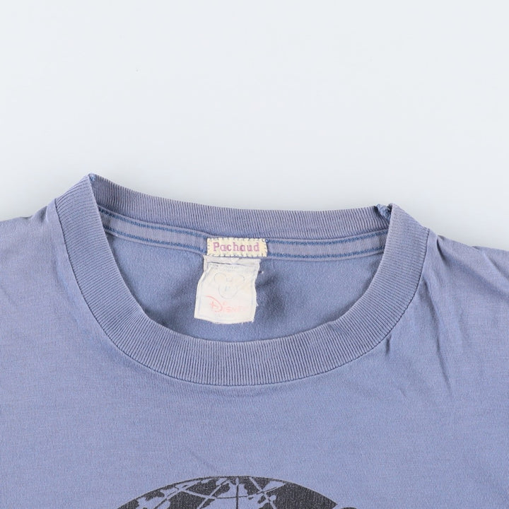 Disney MICKEY MOUSE character print T-shirt, men's size XL. cotton blue type Vintage Second Hand