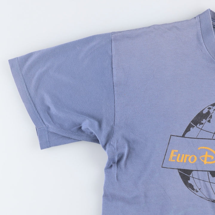 Disney MICKEY MOUSE character print T-shirt, men's size XL. cotton blue type Vintage Second Hand