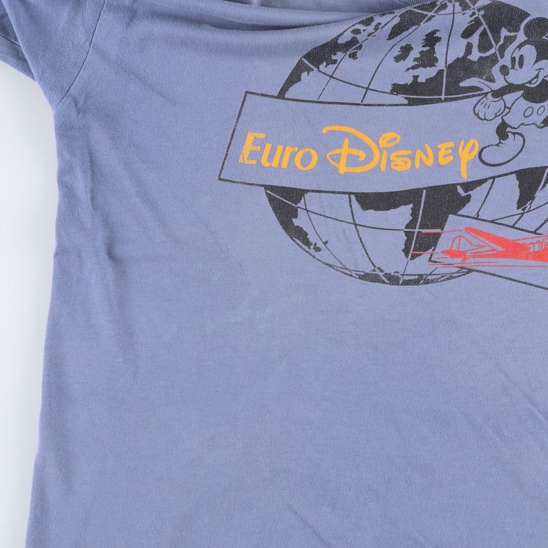 Disney MICKEY MOUSE character print T-shirt, men's size XL. cotton blue type Vintage Second Hand