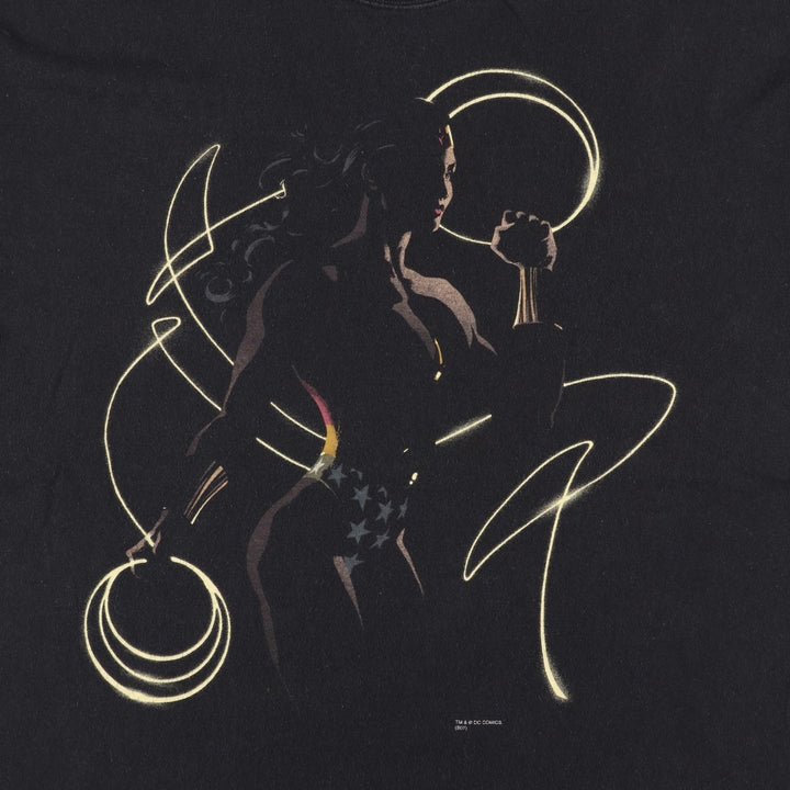 90'S Hanes Heavyweight Wonder Woman Character Print T-Shirt, Men's Size L (approx.), Vintage cotton black type Vintage Second Hand