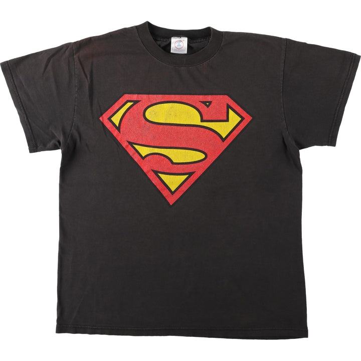 Delta Superman Character Print T-Shirt (Men's Size M) cotton black type Vintage Second Hand
