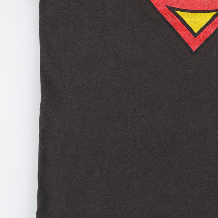 Delta Superman Character Print T-Shirt (Men's Size M) cotton black type Vintage Second Hand