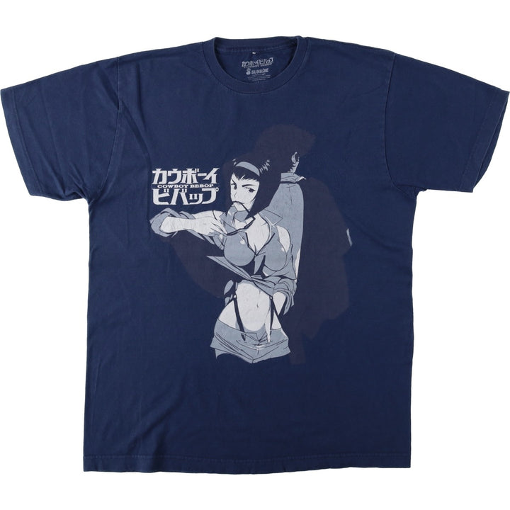 COWBOY BEBOP Cowboy Bebop Anime Character Print T-Shirt, Men's Size L cotton Navy blue Vintage Second Hand