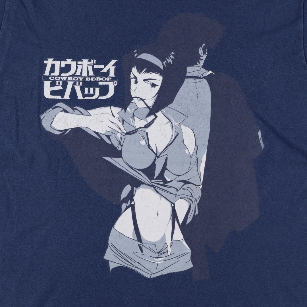 COWBOY BEBOP Cowboy Bebop Anime Character Print T-Shirt, Men's Size L cotton Navy blue Vintage Second Hand