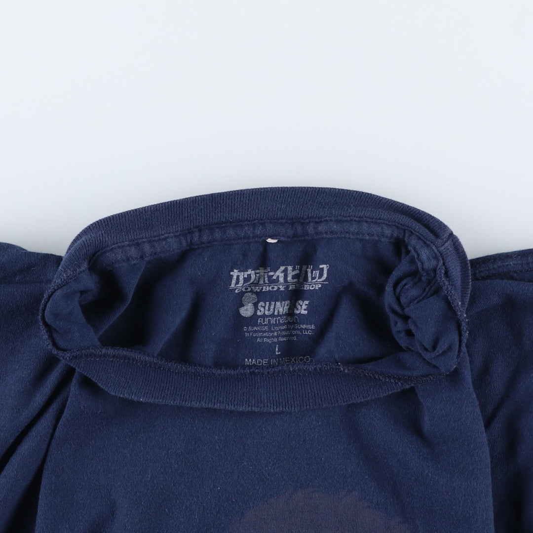 COWBOY BEBOP Cowboy Bebop Anime Character Print T-Shirt, Men's Size L cotton Navy blue Vintage Second Hand