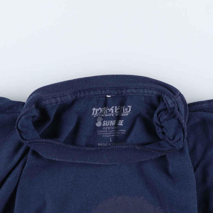COWBOY BEBOP Cowboy Bebop Anime Character Print T-Shirt, Men's Size L cotton Navy blue Vintage Second Hand