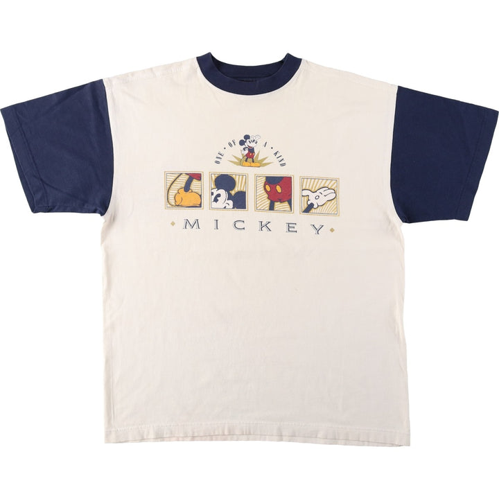 80'S Disney Originals Mickey Mouse Character Print T-Shirt, Made in USA, Men's Size L (approx.), Vintage cotton Beige type Vintage Second Hand