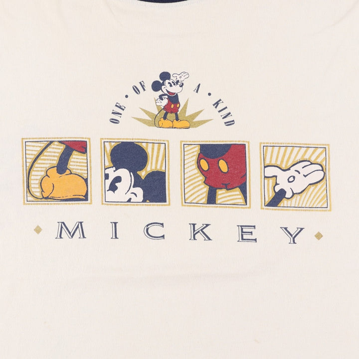 80'S Disney Originals Mickey Mouse Character Print T-Shirt, Made in USA, Men's Size L (approx.), Vintage cotton Beige type Vintage Second Hand