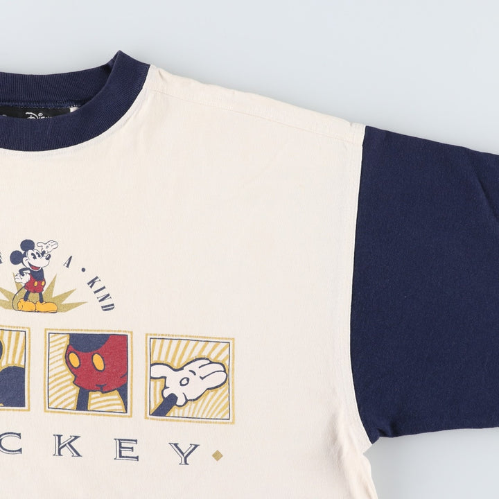 80'S Disney Originals Mickey Mouse Character Print T-Shirt, Made in USA, Men's Size L (approx.), Vintage cotton Beige type Vintage Second Hand