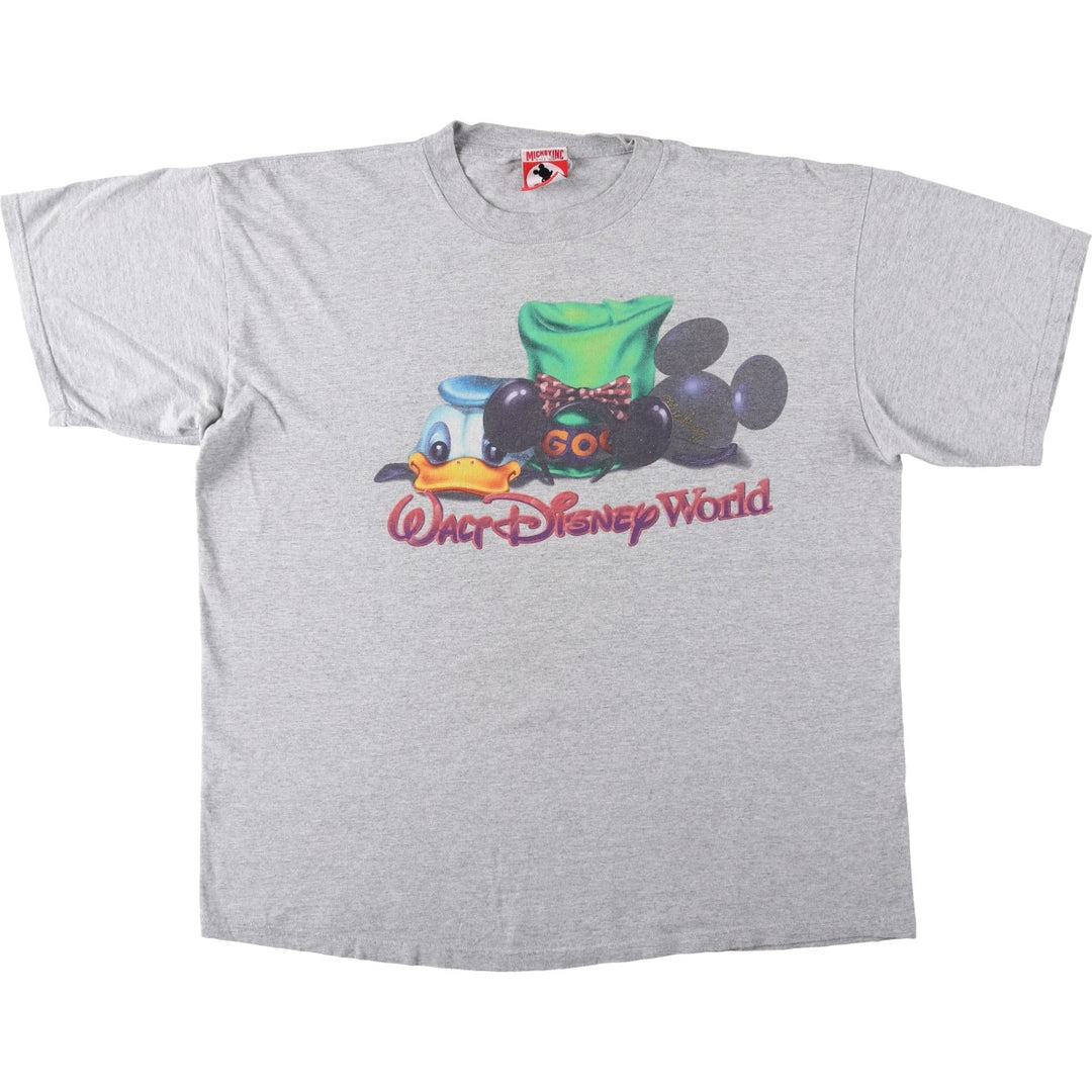 90'S MICKY,INC character print T-shirt, men's size XXL equivalent, vintage. cotton gray type Vintage Second Hand