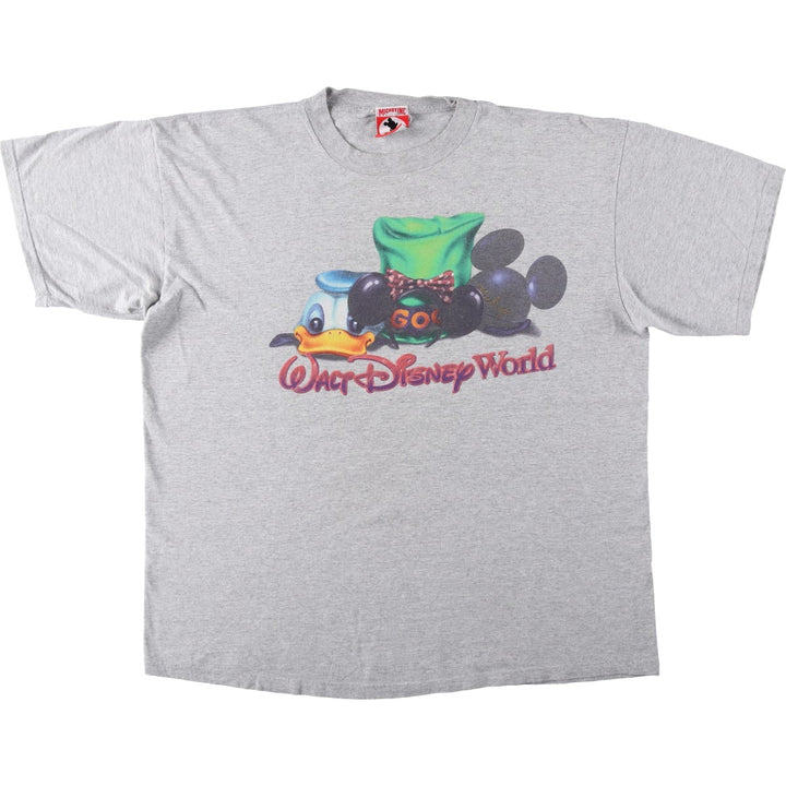 90'S MICKY,INC character print T-shirt, men's size XXL equivalent, vintage. cotton gray type Vintage Second Hand