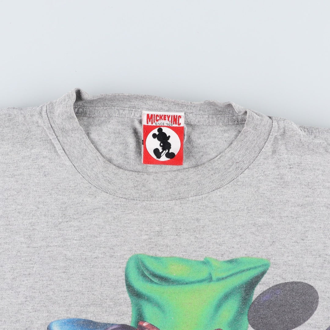 90'S MICKY,INC character print T-shirt, men's size XXL equivalent, vintage. cotton gray type Vintage Second Hand