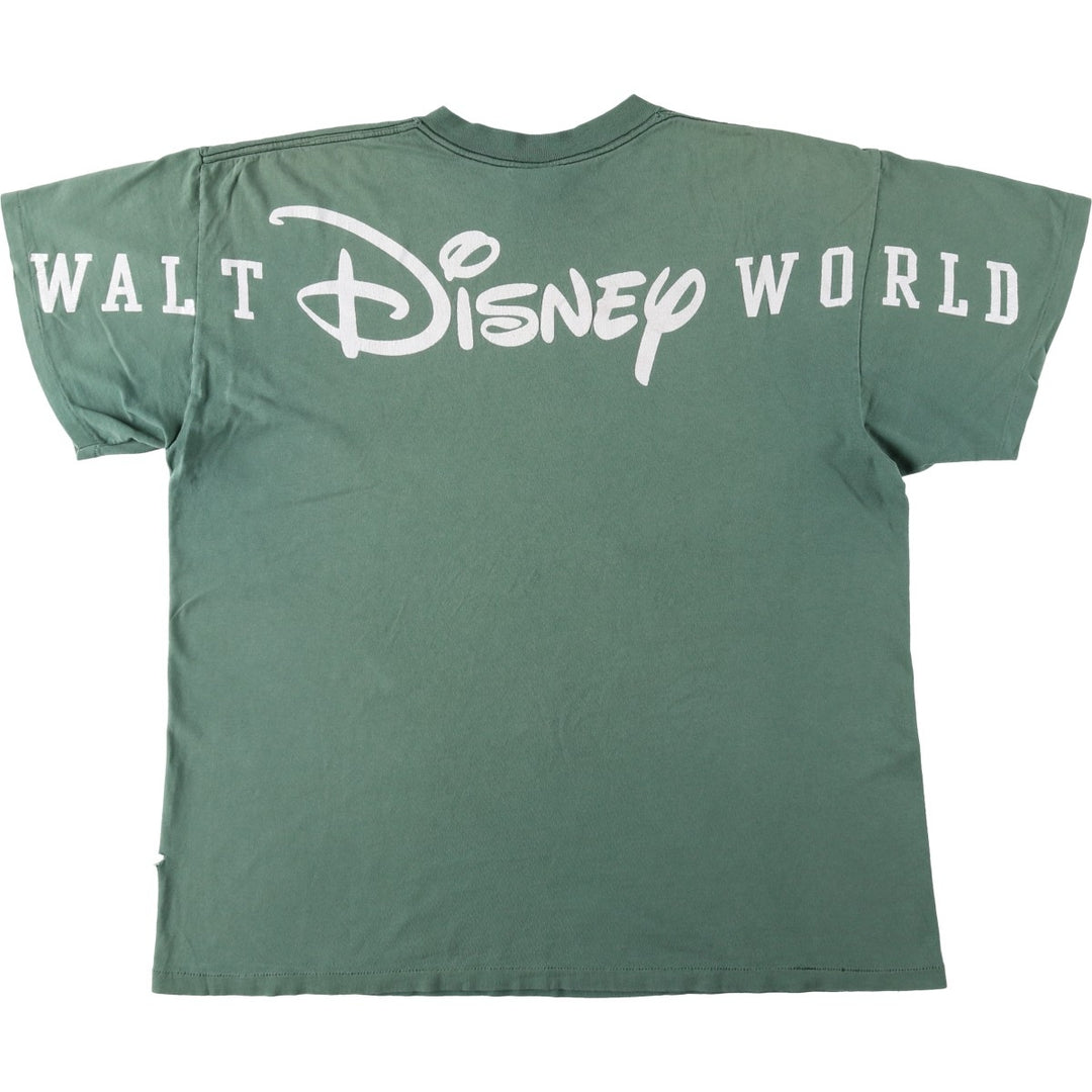90'S Disney DESIGNS MICKEY MOUSE character print T-shirt, Made in USA, Men's XL equivalent, Vintage cotton Khaki type sage green Vintage Second Hand