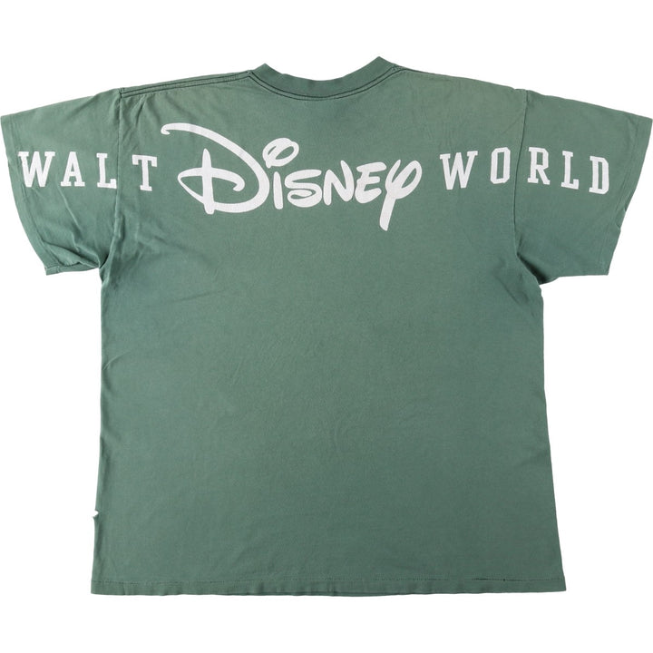 90'S Disney DESIGNS MICKEY MOUSE character print T-shirt, Made in USA, Men's XL equivalent, Vintage cotton Khaki type sage green Vintage Second Hand