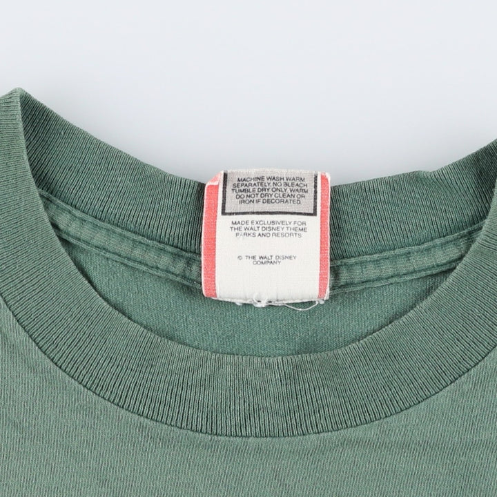 90'S Disney DESIGNS MICKEY MOUSE character print T-shirt, Made in USA, Men's XL equivalent, Vintage cotton Khaki type sage green Vintage Second Hand