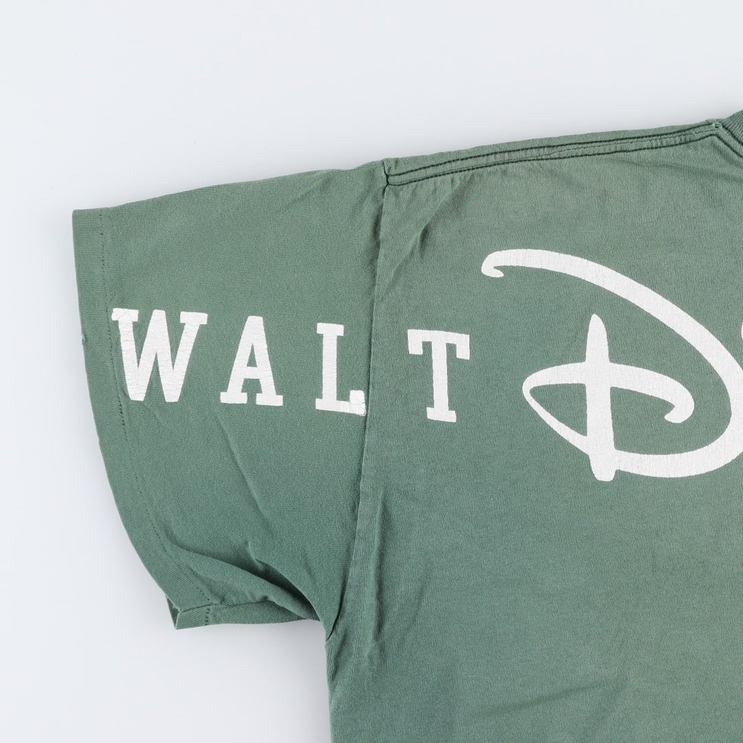 90'S Disney DESIGNS MICKEY MOUSE character print T-shirt, Made in USA, Men's XL equivalent, Vintage cotton Khaki type sage green Vintage Second Hand
