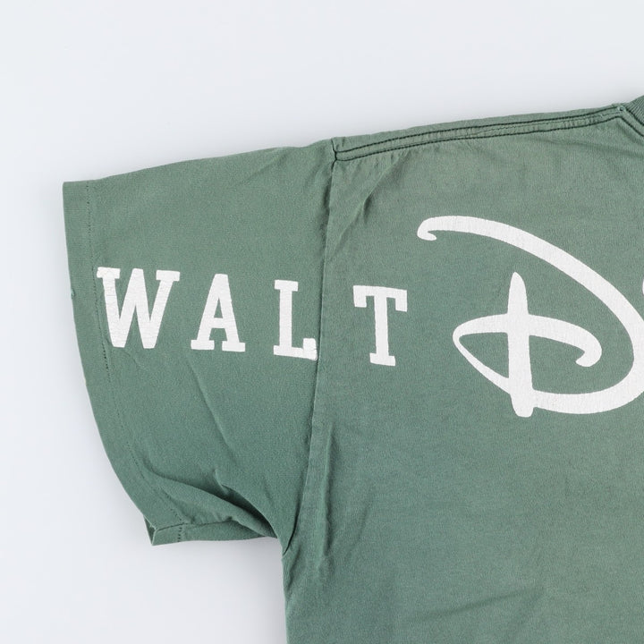 90'S Disney DESIGNS MICKEY MOUSE character print T-shirt, Made in USA, Men's XL equivalent, Vintage cotton Khaki type sage green Vintage Second Hand