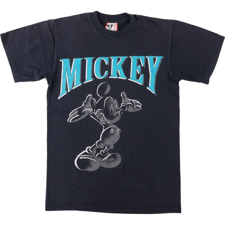 90'S Disney DESIGNS MICKEY MOUSE character print T-shirt, Made in USA, Men's size S equivalent, Vintage cotton black type Vintage Second Hand
