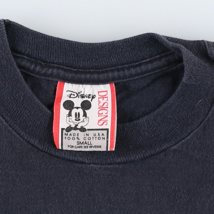 90'S Disney DESIGNS MICKEY MOUSE character print T-shirt, Made in USA, Men's size S equivalent, Vintage cotton black type Vintage Second Hand