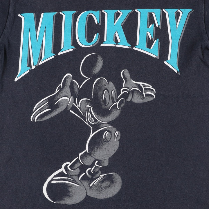 90'S Disney DESIGNS MICKEY MOUSE character print T-shirt, Made in USA, Men's size S equivalent, Vintage cotton black type Vintage Second Hand